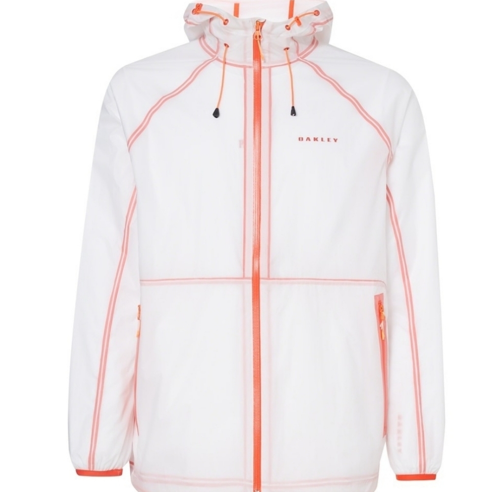 Men's Oakley Translucent Skyline Shell Jacket/SMALL /NWT/ White Orange